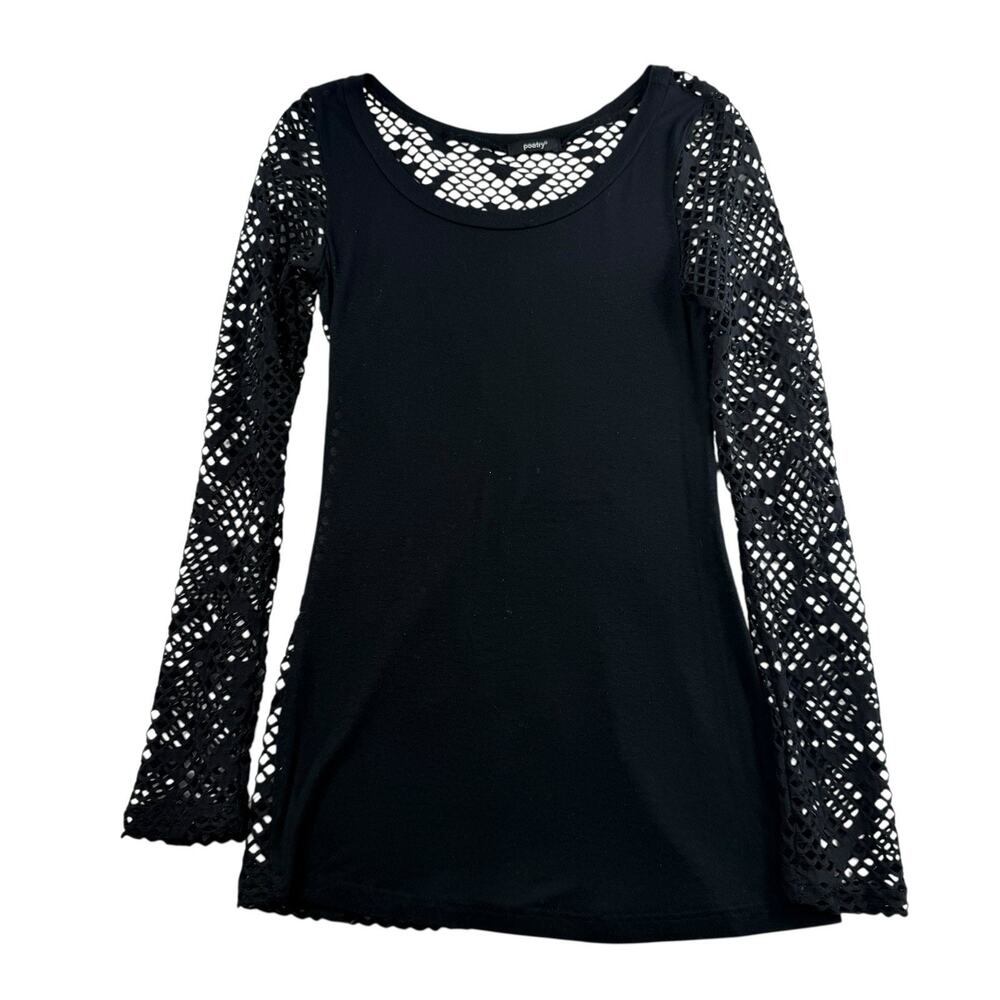 Vintage S Small Y2K Top Whimsigoth Babydoll Sheer Mesh Fairy Grunge Black Punk‎